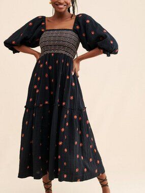 Free People Dahlia Embroidered Maxi Dress
